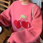 Cherry Jacquard Sweater Pink - One Size