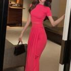 Set: Short-sleeve Slim Fit T-shirt + Midi Mermaid Skirt