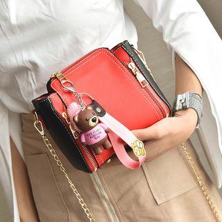 Faux-leather Panel Chain Strap Cross Bag