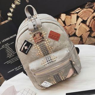 Patch Embroidered Studded Backpack