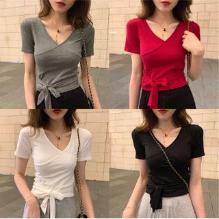 Short-sleeve Ribbon Bow T-shirt