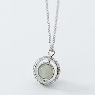 925 Sterling Silver Turnable Stone Pendant Necklace