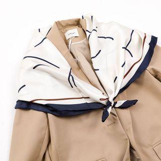 Printed Silk Scarf Blue & White - One Size