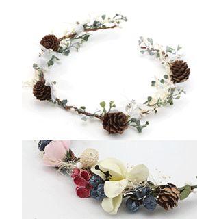 Flower & Pinecone Hair Garland