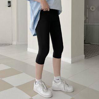 Plus Size Crop Plain Leggings
