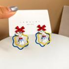 Rabbit Drop Earring 1 Pair - Blue & Yellow & Red - One Size