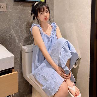 Sleeveless Ruffled Midi Sleep Dress