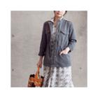 High-neck Drawstring-waist Utility Jacket