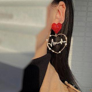 925 Sterling Silver Rhinestone Hollow Heart Drop Earring