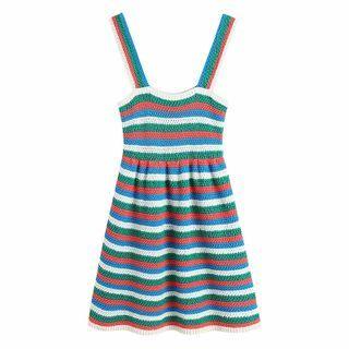 Wide Strap Striped Knit Dress
