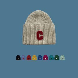 Letter C Embroidered Knit Beanie