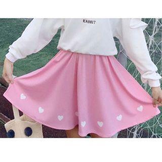 Heart Print Flared Skirt
