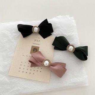 Ribbon Faux Pearl Hair Clip