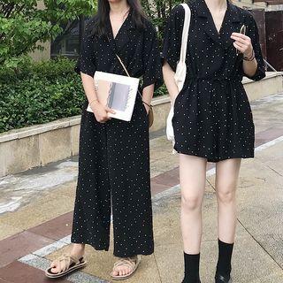 Dot Short-sleeve Jumpsuit / Playsuit