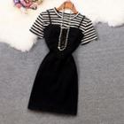 Set: Short Sleeve Striped T-shirt + Sheath Mini Dress
