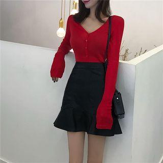 Long-sleeve Top / Mermaid Mini Skirt