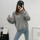 Drop-shoulder Asymmetric Sweater