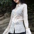 Tie-cuff Sheer Shirt
