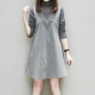 Long-sleeve Turtleneck A-line Dress
