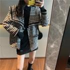 Sailor Collar Houndstooth Button Jacket As Shown In Figure - One Size