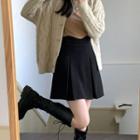 Fleece-lined Accordion Pleat A-line Skirt