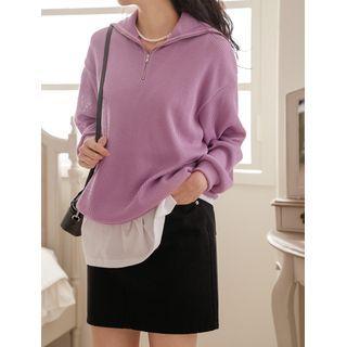 Plus Size Collared Anorak Sweatshirt