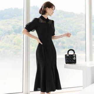 Sheer-yoke Maxi Mermaid Dress