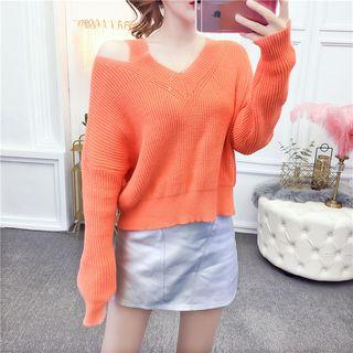 Set: V-neck Sweater + Mini A-line Skirt