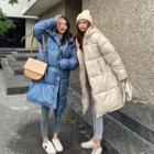Hooded Padded Zip-up Midi Coat