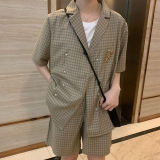 Plaid Short-sleeve Shirt / Shorts / Pleated Skirt