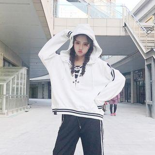 Lace Up Long-sleeve Hoodie