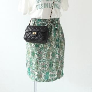 Tie-waist Patterned Skirt