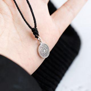 Lion Dance Embossed Sterling Silver Pendant Necklace / String Bracelet
