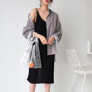 Spaghetti-strap Midi Knit Dress