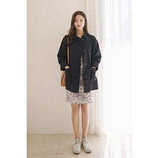 Collared Button-down Cotton Jacket