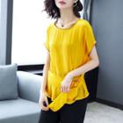 Short-sleeve Belt-waist Top