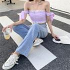 Check Frilled Tube Top Pink - One Size