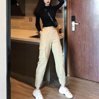 Long-sleeve Cropped Top / Cargo Harem Pants