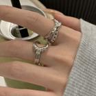Set Of 2: Layered Alloy Open Ring (various Designs) Set Of 2 - Silver - One Size