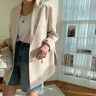 Detachable-hood Plain Blazer