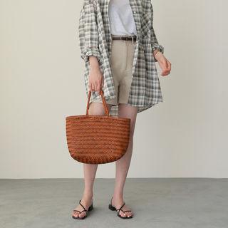 Faux-leather Textured Tote Bag One Size
