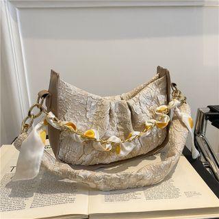 Chain Ruched Fabric Shoulder Bag