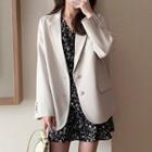 Plain Blazer / Elbow-sleeve Floral A-line Dress