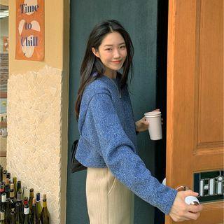 Fleece-lined Cropped Knit Top