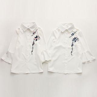 3/4-sleeve Embroidered Chiffon Shirt