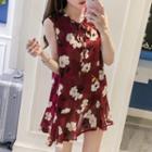 Sleeveless Floral A-line Chiffon Dress