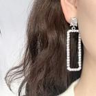 Rhinestone Rectangle Dangle Earring E2545 - S925 Silver Needle - Rhinestone Rectangle - White - One Size