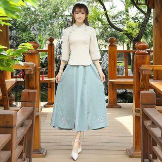 Embroidered Elbow-sleeve Hanfu Top