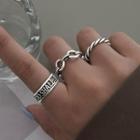 Set Of 3: Alloy Open Ring (various Designs) Set Of 3 - Silver & Black - One Size