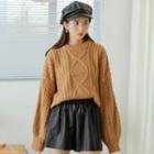 Cable-knit Sweater Brown - One Size